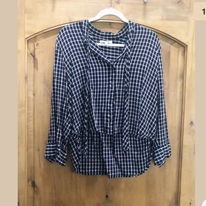 Madwell Blue Red And White Checkered Top L
